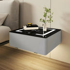 Table de chevet moderne suspendue avec plateau en pierre et tiroir