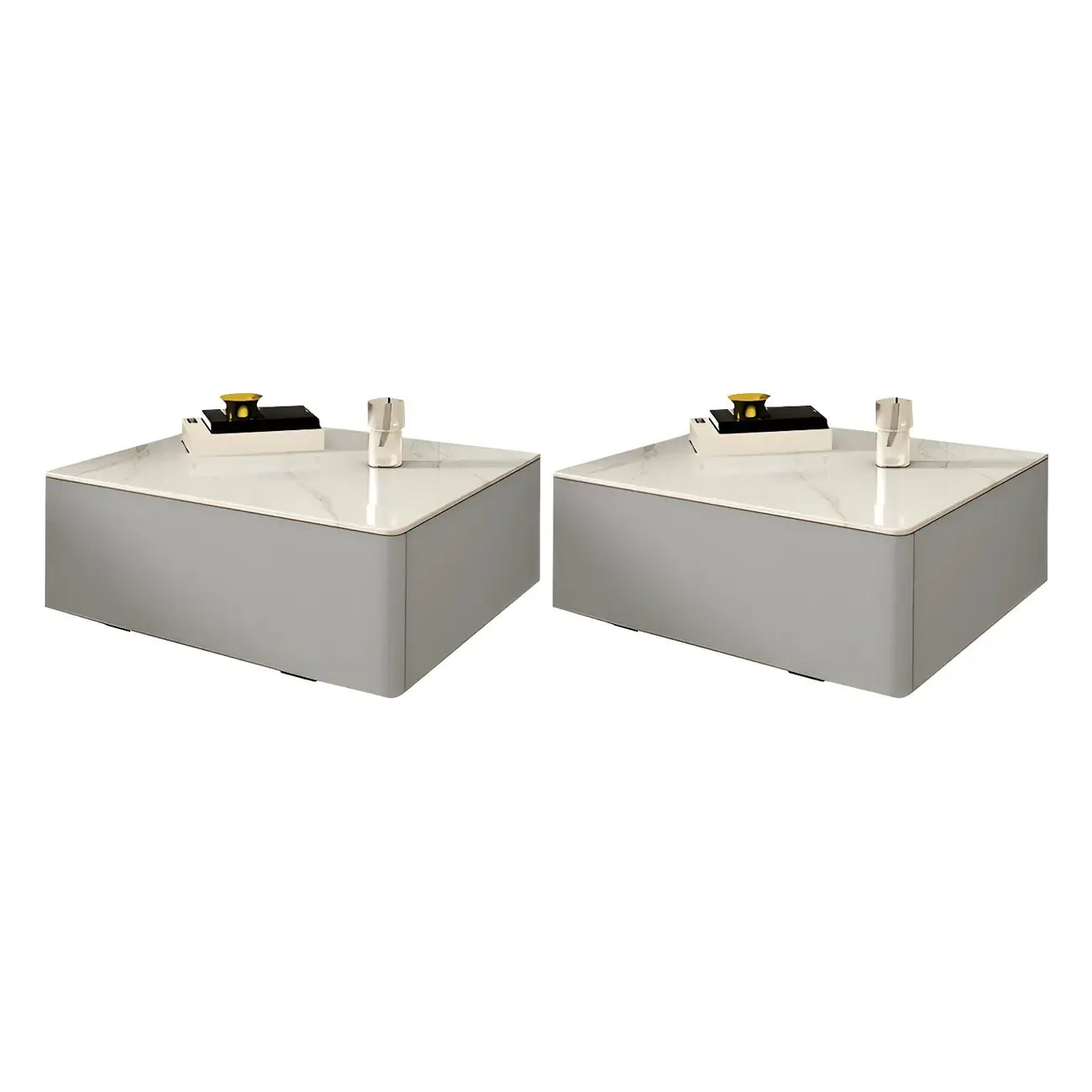 Table de chevet moderne suspendue avec plateau en pierre et tiroir