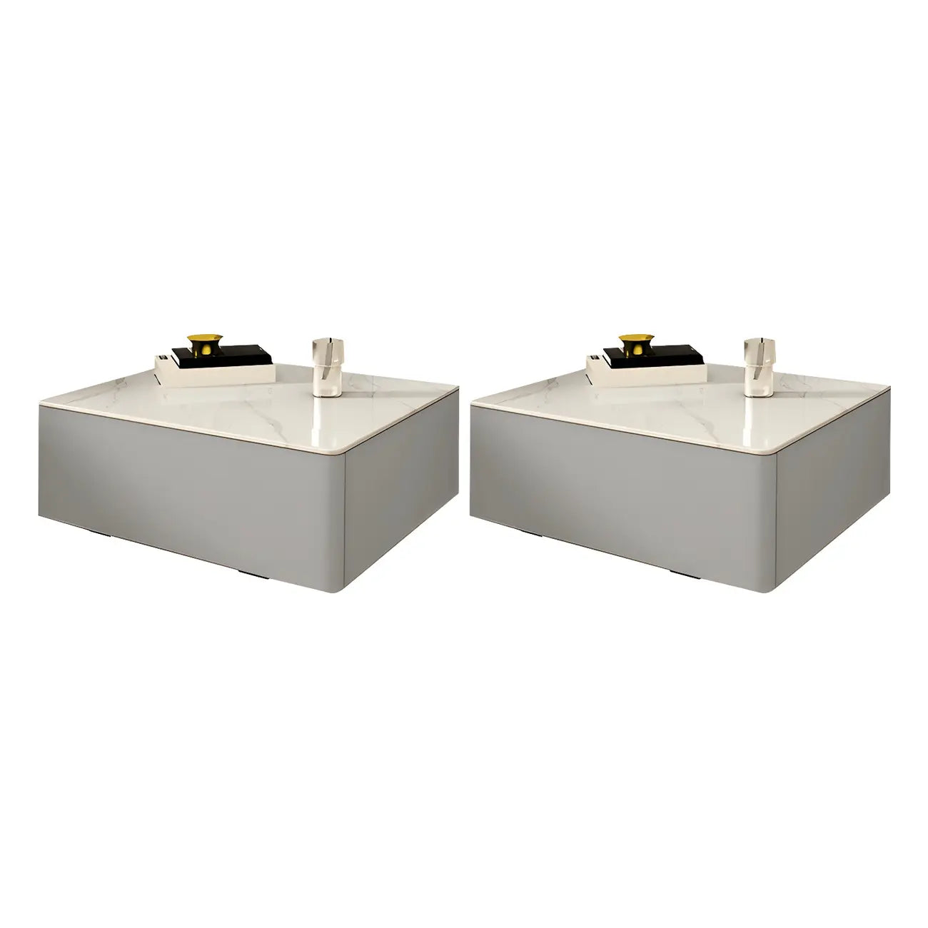 Table de chevet moderne suspendue avec plateau en pierre et tiroir