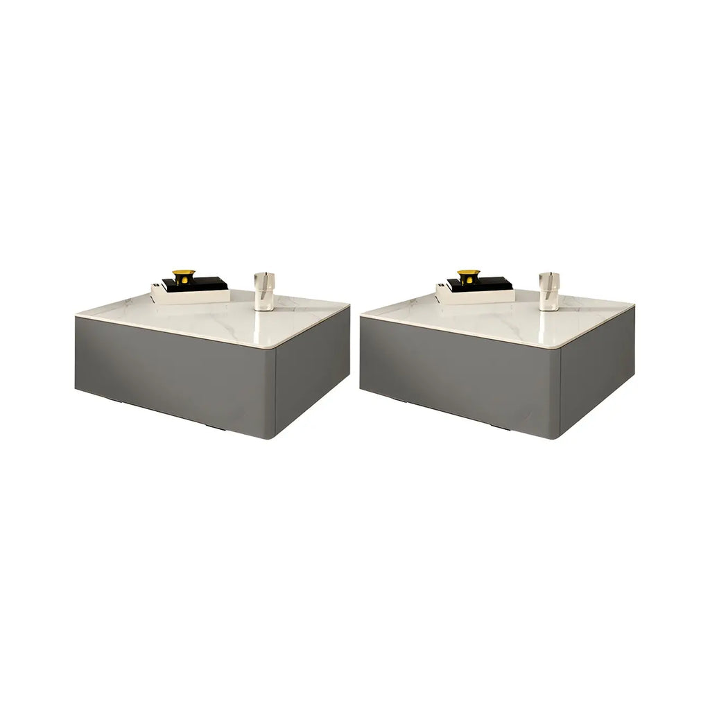 Table de chevet moderne suspendue avec plateau en pierre et tiroir
