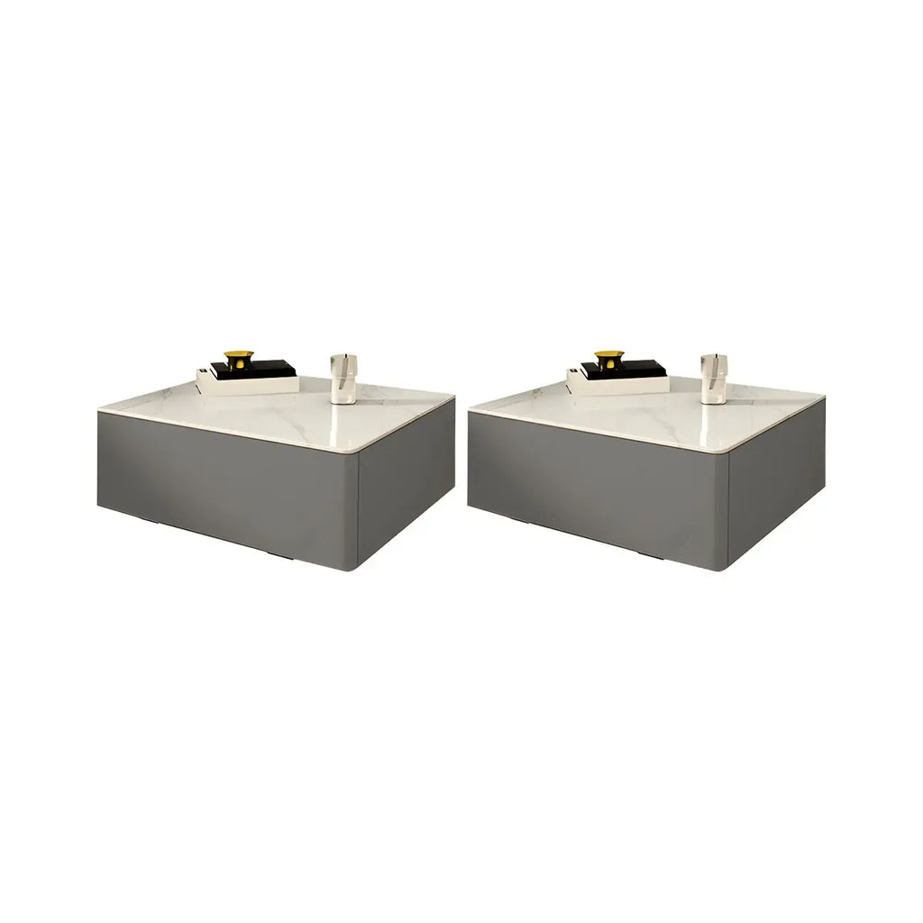 Table de chevet moderne suspendue avec plateau en pierre et tiroir
