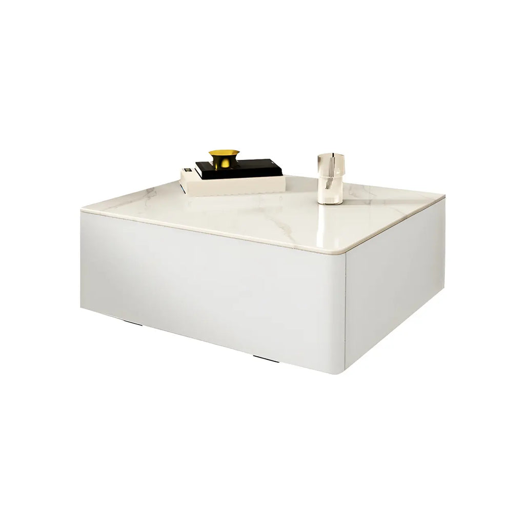 Table de chevet moderne suspendue avec plateau en pierre et tiroir