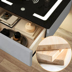 Table de chevet moderne suspendue avec plateau en pierre et tiroir