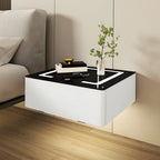 Table de chevet moderne suspendue avec plateau en pierre et tiroir