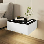 Table de chevet moderne suspendue avec plateau en pierre et tiroir