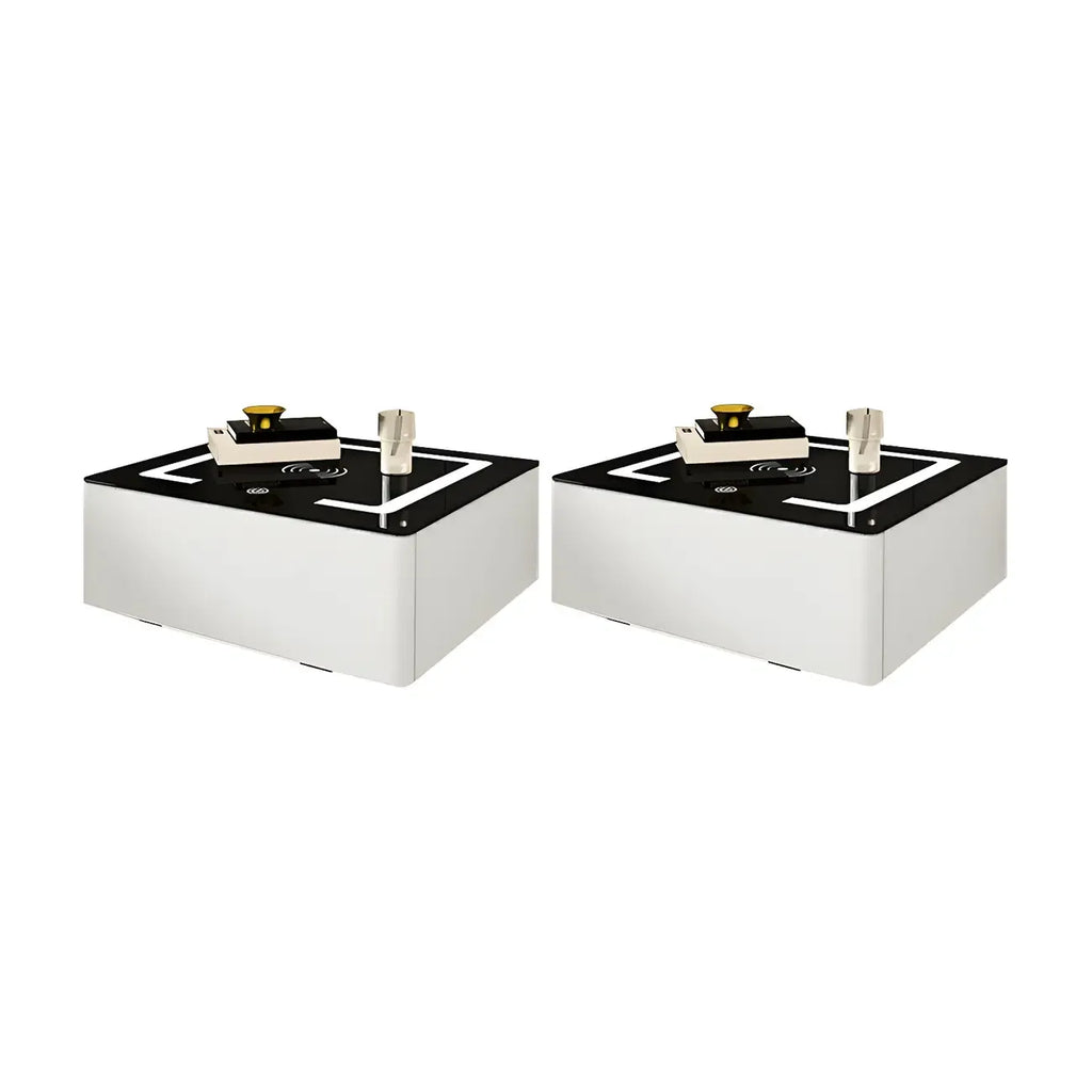 Table de chevet moderne suspendue avec plateau en pierre et tiroir