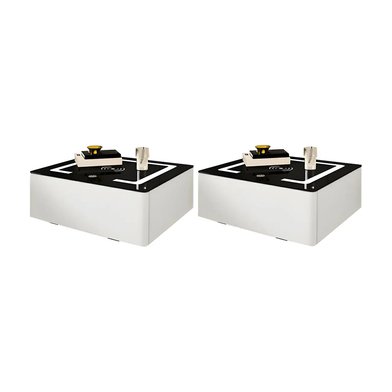 Table de chevet moderne suspendue avec plateau en pierre et tiroir