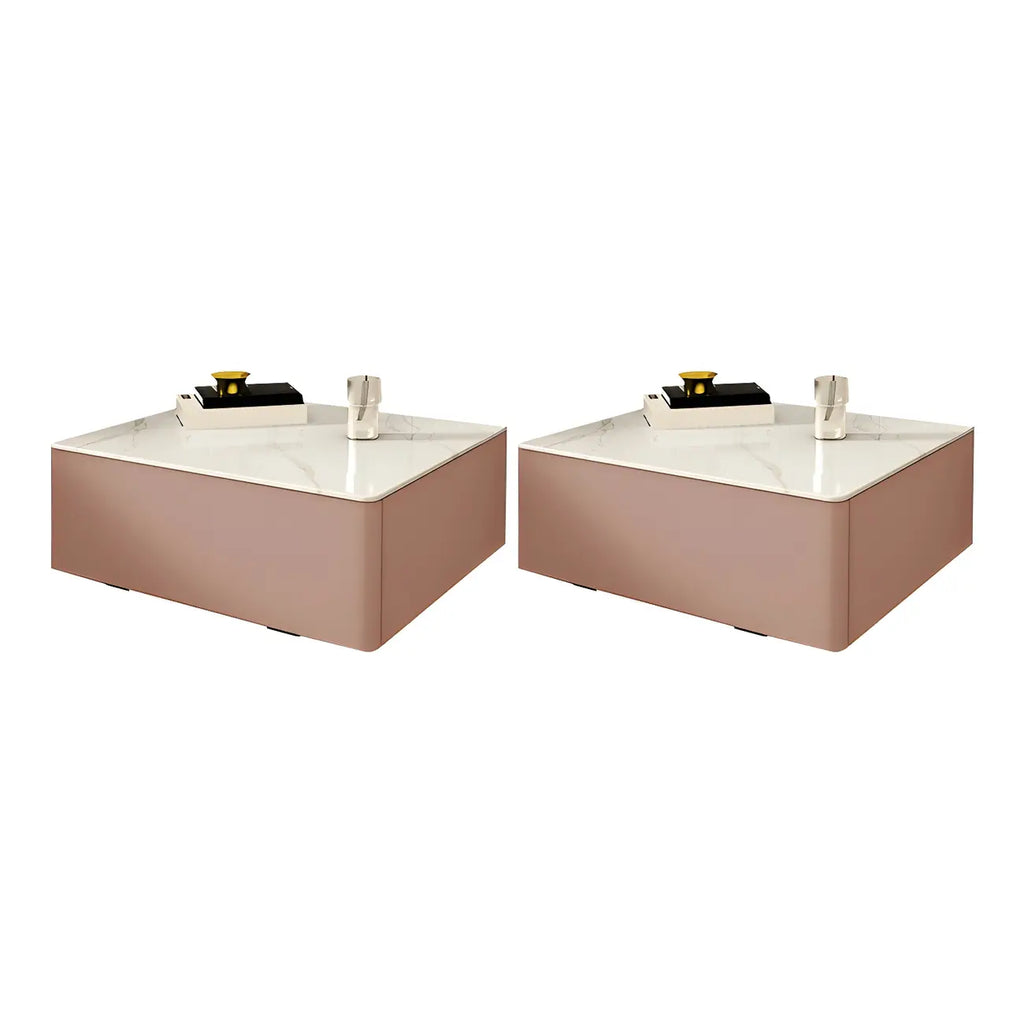 Table de chevet moderne suspendue avec plateau en pierre et tiroir