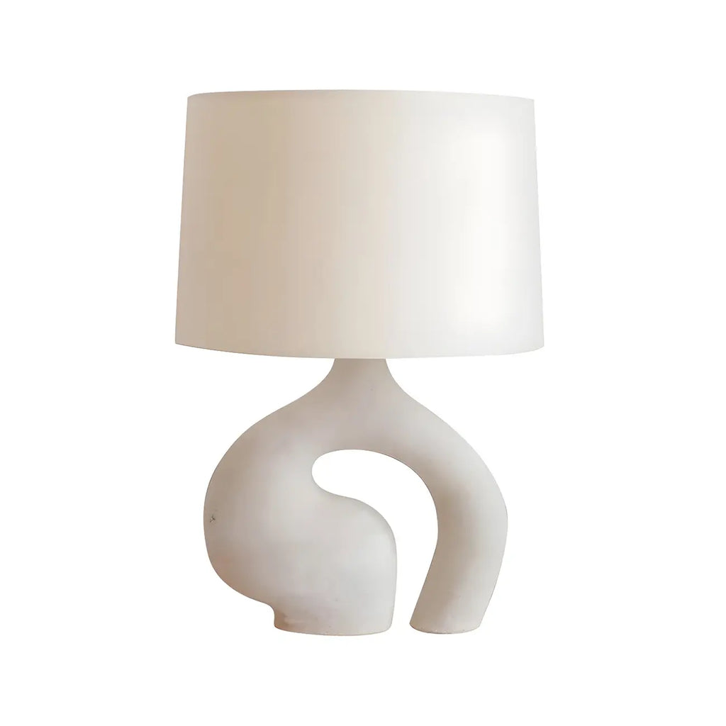 Lampe de table géométrique en résine blanche à intensité variable pour chambre à coucher