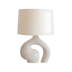 Lampe de table géométrique en résine blanche à intensité variable pour chambre à coucher