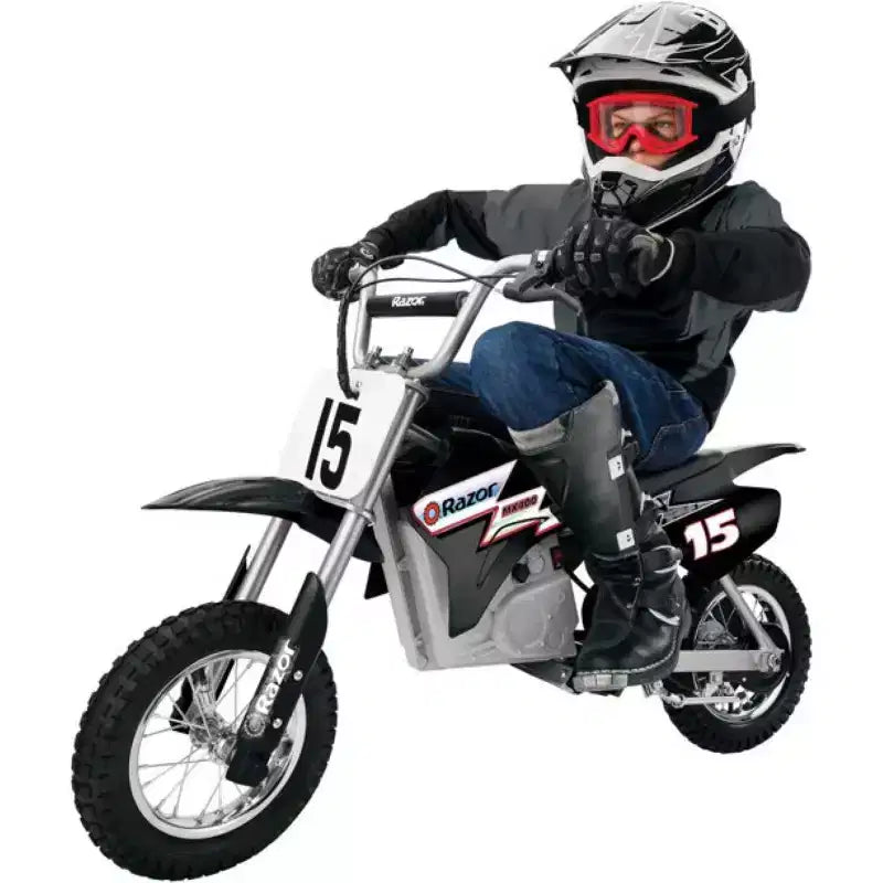 Razor MX400 Kid & Teen Dirt Rocket 24V Ride On High-Torque Electric Motocross Motorcycle Toy Dirt Bikes, Velocità fino a 22 km/h, Nero e Verde, Confezione da 2