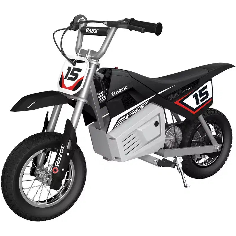 Razor MX400 Kid & Teen Dirt Rocket 24V Ride On High-Torque Electric Motocross Motorcycle Toy Dirt Bikes, Velocità fino a 22 km/h, Nero e Verde, Confezione da 2