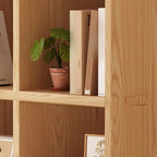Bibliothèque horizontale moderne en bois à 8 cubes, finition naturelle