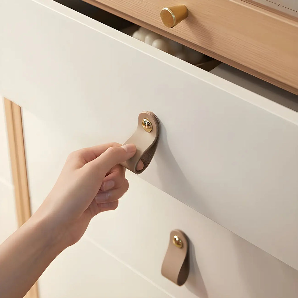 Commode verticale minimaliste en bois naturel et verre