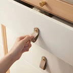 Commode verticale minimaliste en bois naturel et verre