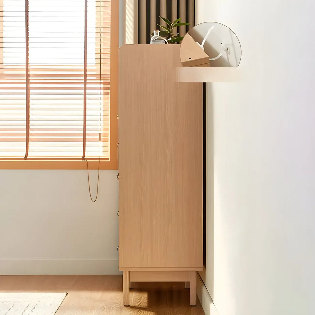 Commode verticale minimaliste en bois naturel et verre