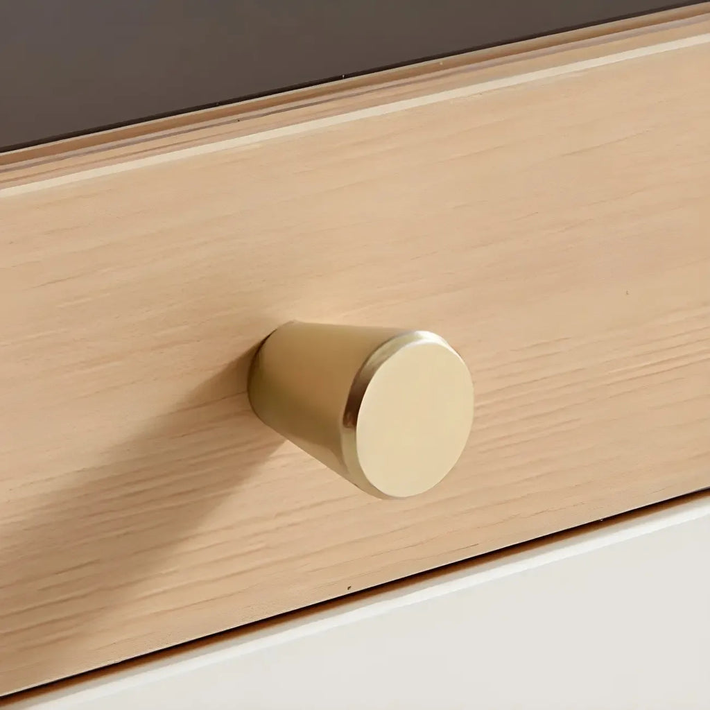 Commode verticale minimaliste en bois naturel et verre