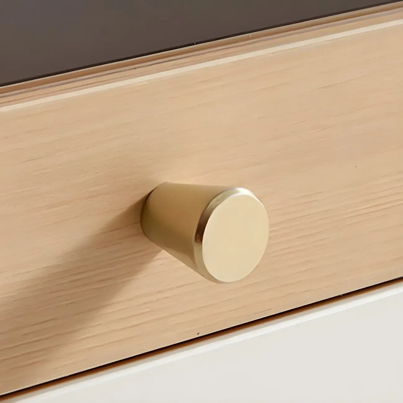 Commode verticale minimaliste en bois naturel et verre