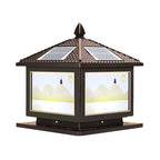 Lampadaires solaires carrés dorés en forme de maison pour l'extérieur