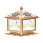 Lampadaires solaires carrés dorés en forme de maison pour l'extérieur