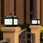Lampadaires solaires carrés dorés en forme de maison pour l'extérieur