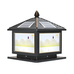 Lampadaires solaires carrés dorés en forme de maison pour l'extérieur