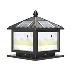 Lampadaires solaires carrés dorés en forme de maison pour l'extérieur