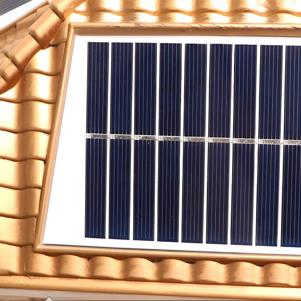 Lampadaires solaires carrés dorés en forme de maison pour l'extérieur