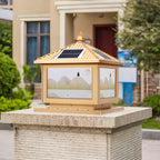 Lampadaires solaires carrés dorés en forme de maison pour l'extérieur
