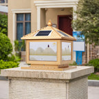 Lampadaires solaires carrés dorés en forme de maison pour l'extérieur