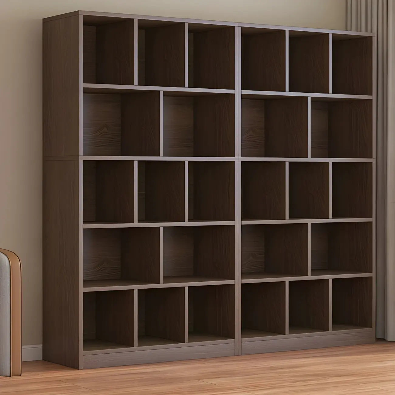 Étagère cubique de rangement en chêne massif de style moderne du milieu du siècle, à 5 niveaux