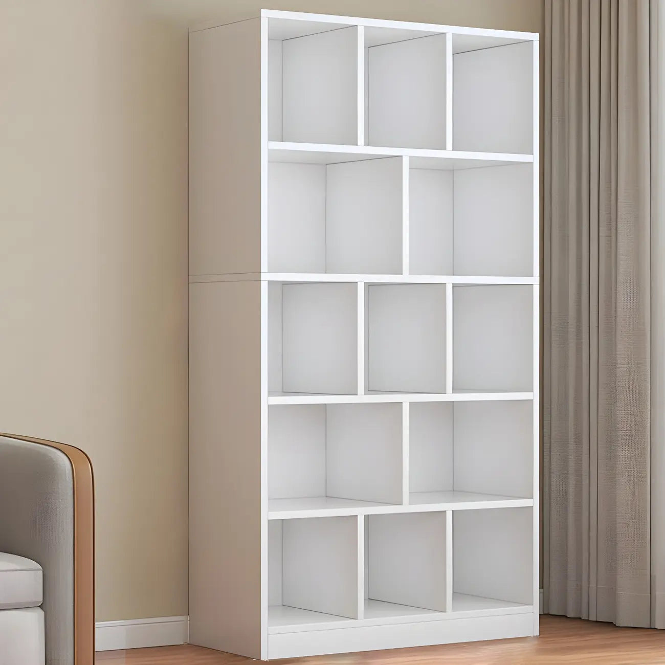 Étagère cubique de rangement en chêne massif de style moderne du milieu du siècle, à 5 niveaux
