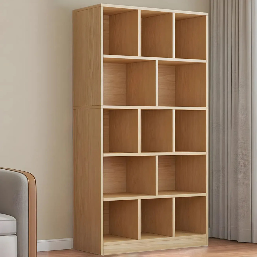 Étagère cubique de rangement en chêne massif de style moderne du milieu du siècle, à 5 niveaux