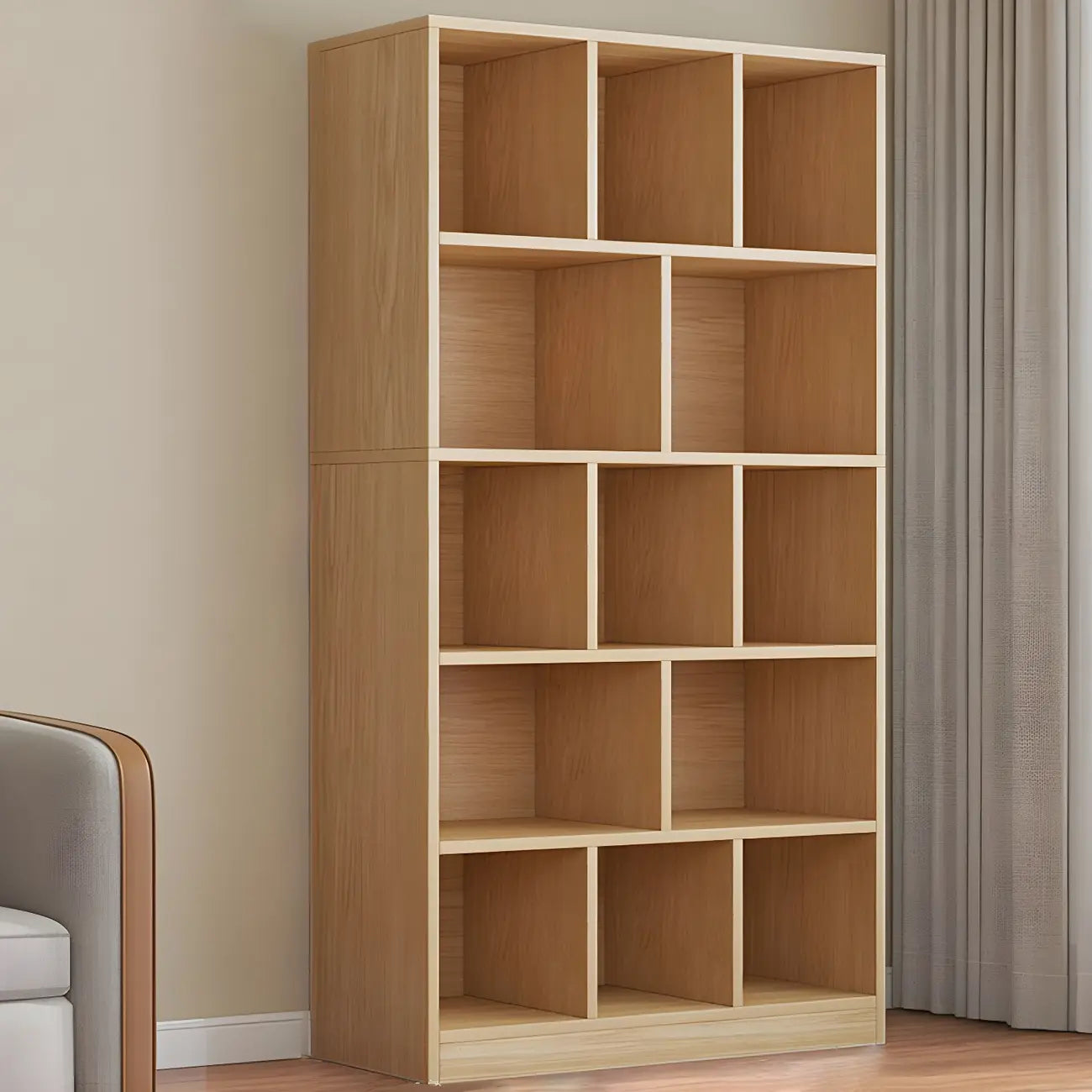 Étagère cubique de rangement en chêne massif de style moderne du milieu du siècle, à 5 niveaux