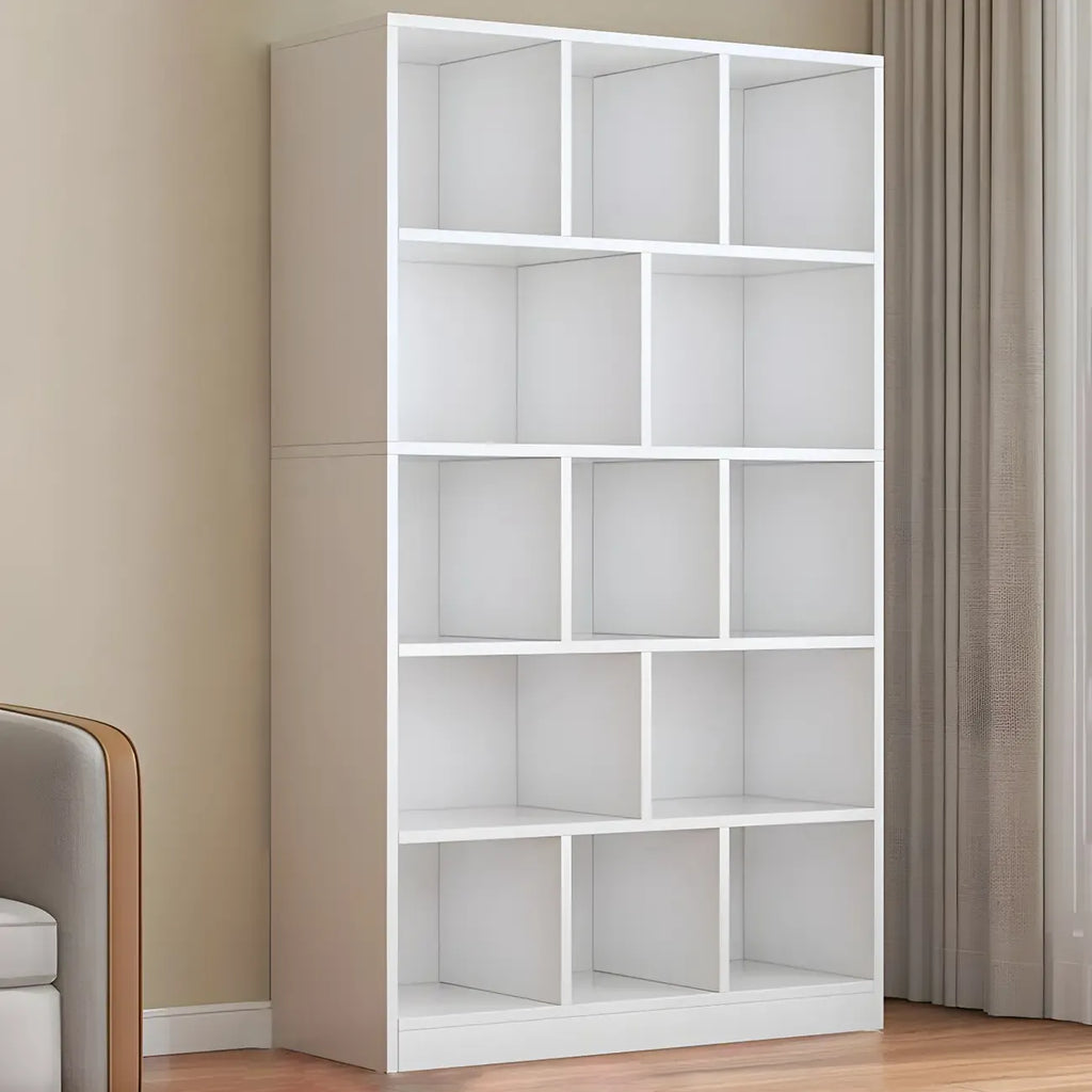 Étagère cubique de rangement en chêne massif de style moderne du milieu du siècle, à 5 niveaux