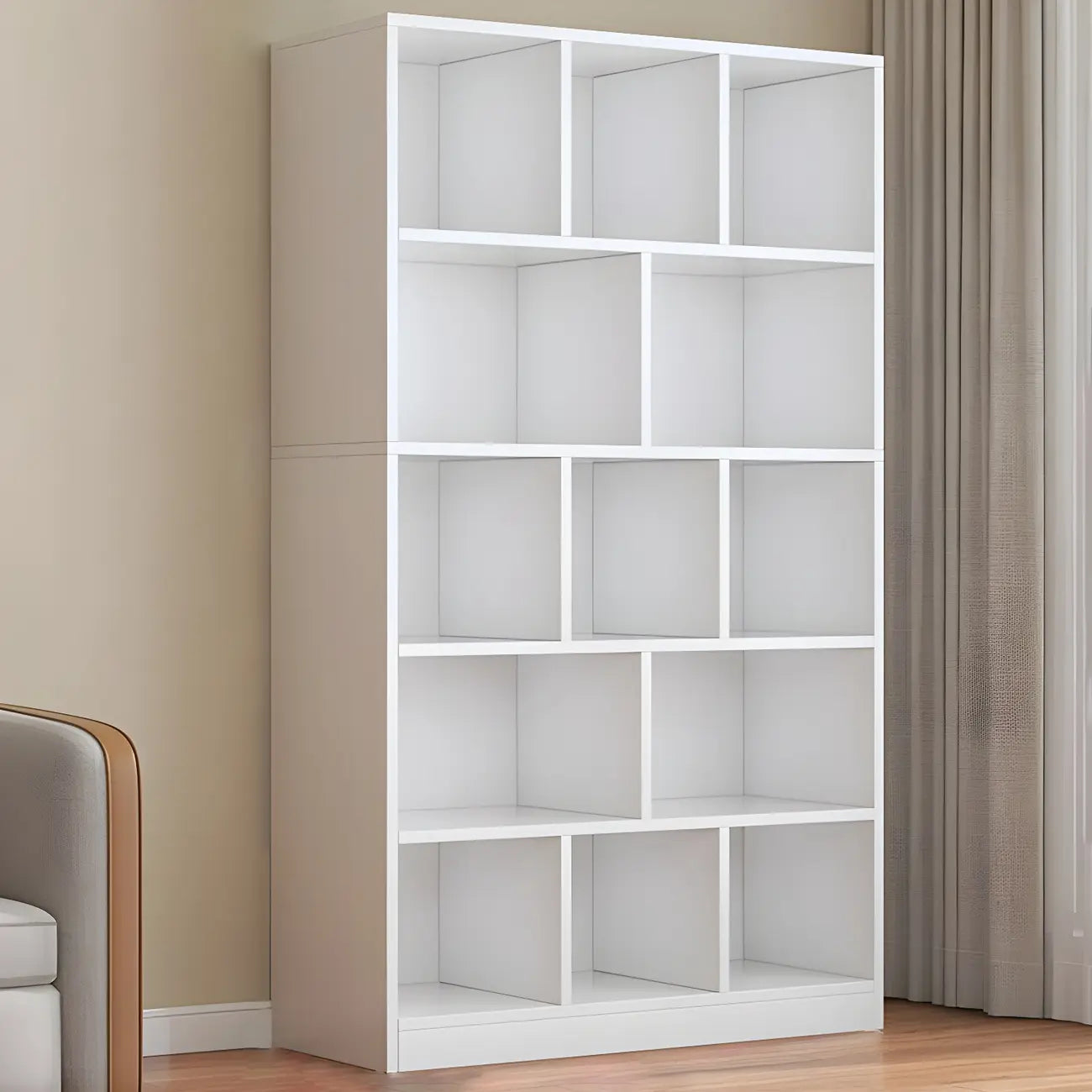 Étagère cubique de rangement en chêne massif de style moderne du milieu du siècle, à 5 niveaux