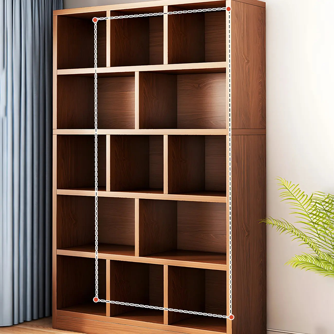 Étagère cubique de rangement en chêne massif de style moderne du milieu du siècle, à 5 niveaux