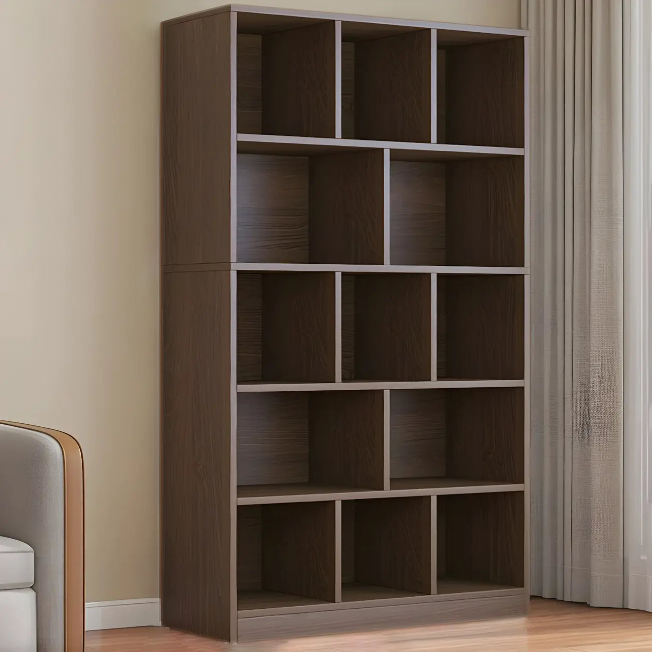 Étagère cubique de rangement en chêne massif de style moderne du milieu du siècle, à 5 niveaux