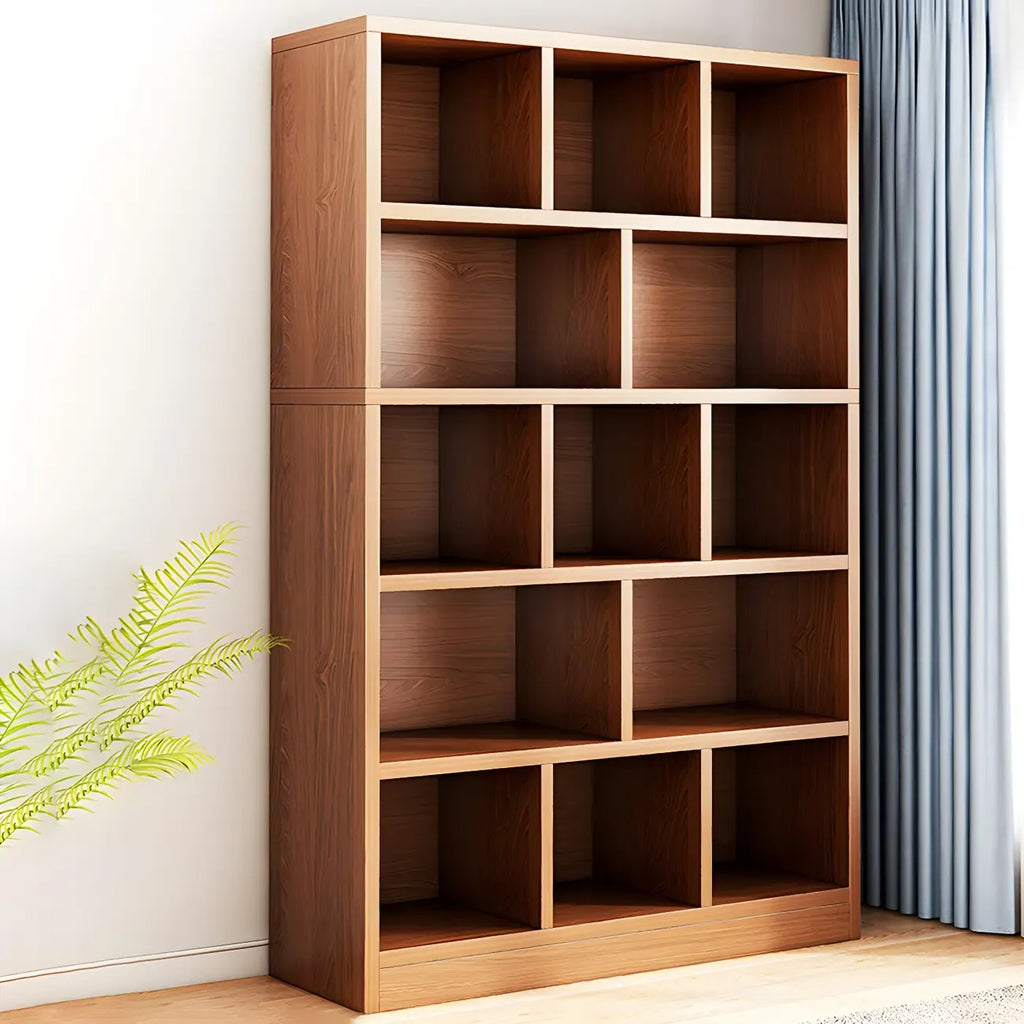 Étagère cubique de rangement en chêne massif de style moderne du milieu du siècle, à 5 niveaux