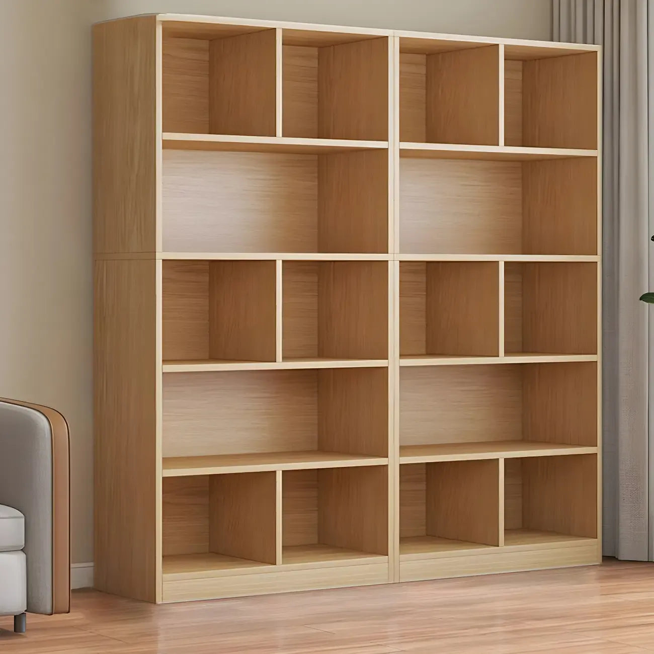 Étagère cubique de rangement en chêne massif de style moderne du milieu du siècle, à 5 niveaux