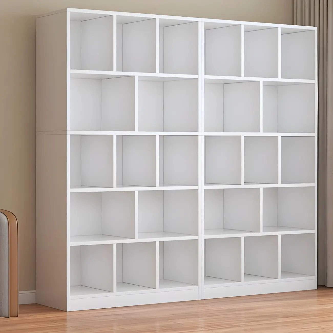 Étagère cubique de rangement en chêne massif de style moderne du milieu du siècle, à 5 niveaux