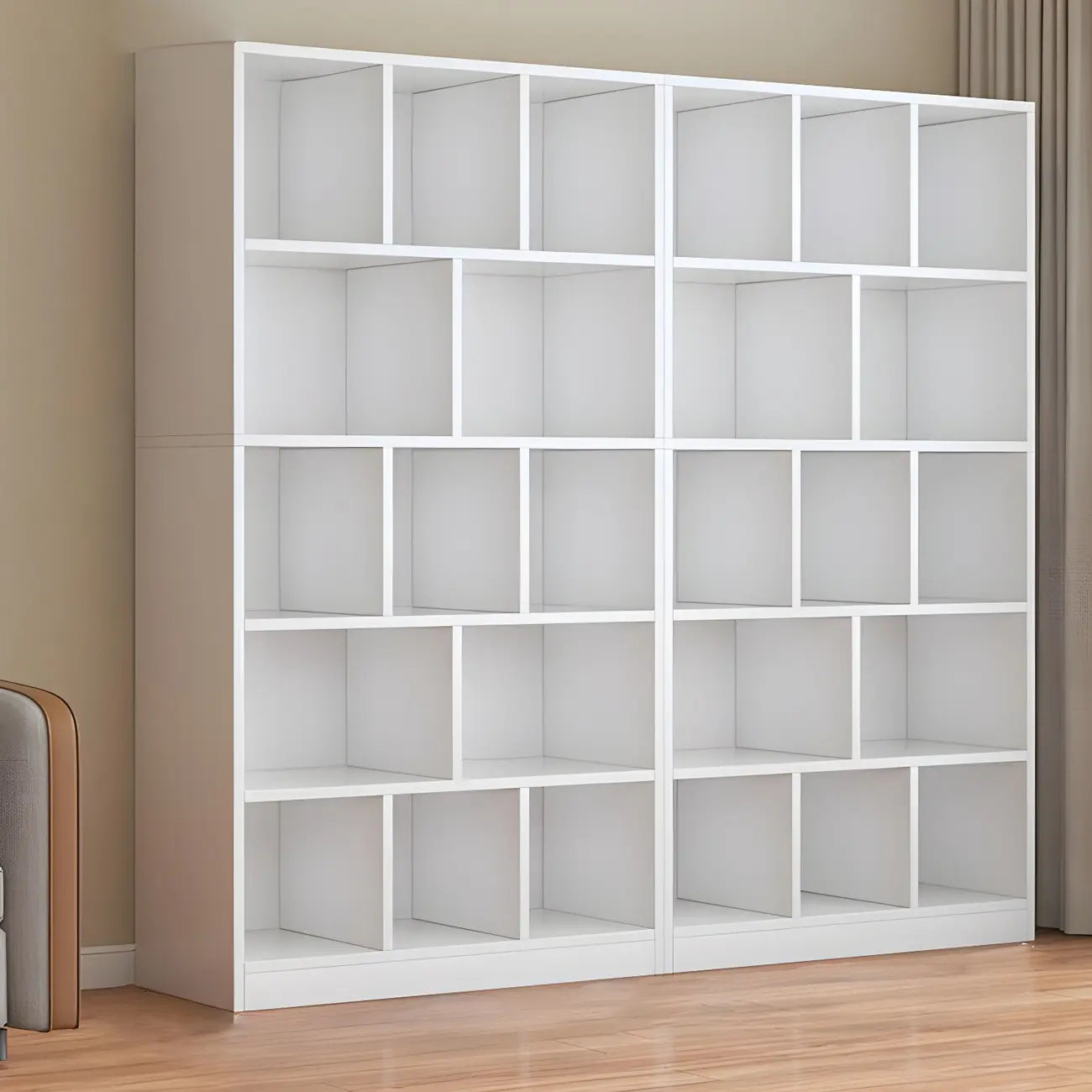 Étagère cubique de rangement en chêne massif de style moderne du milieu du siècle, à 5 niveaux
