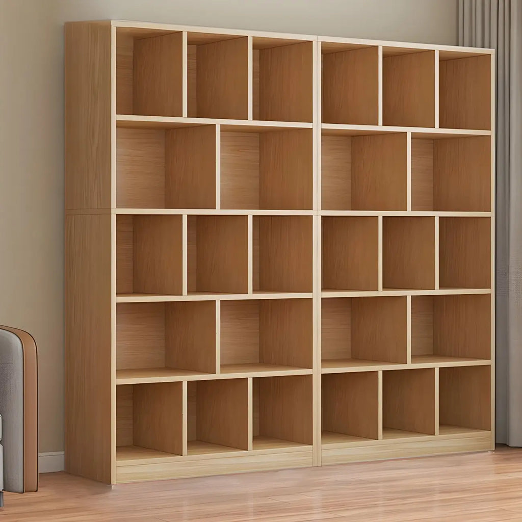 Étagère cubique de rangement en chêne massif de style moderne du milieu du siècle, à 5 niveaux