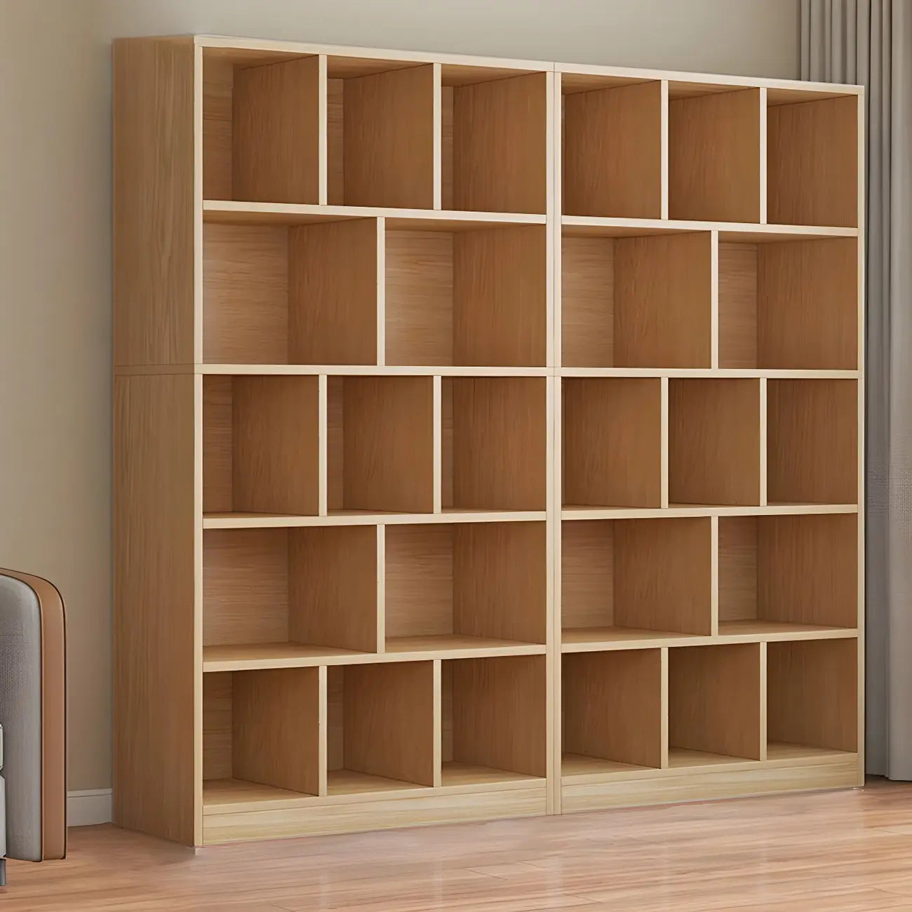 Étagère cubique de rangement en chêne massif de style moderne du milieu du siècle, à 5 niveaux