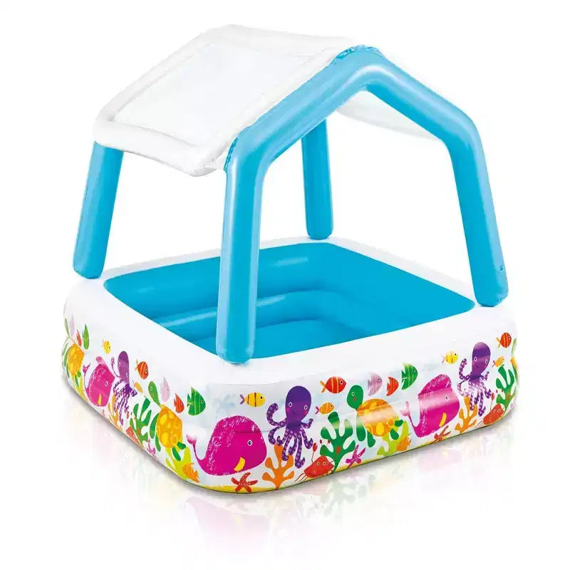 Piscine gonflable pour enfants Intex Ocean Scene avec pare-soleil et piscine de jeu pour enfants Ocean Play & Jeux