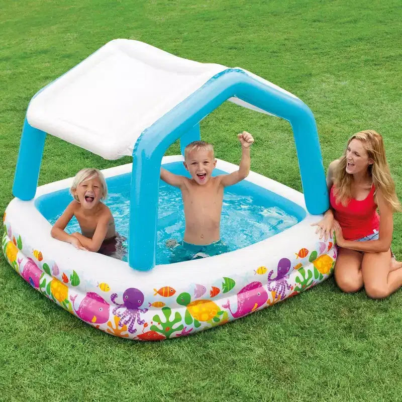 Piscine gonflable pour enfants Intex Ocean Scene avec pare-soleil et piscine de jeu pour enfants Ocean Play & Jeux