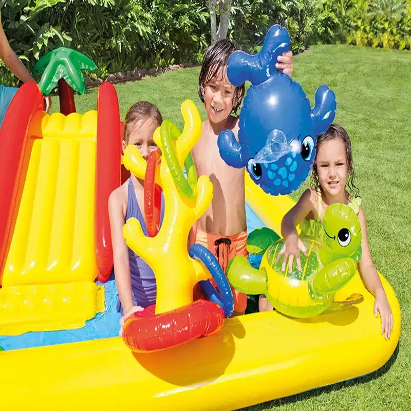 Piscine gonflable pour enfants Intex Ocean Scene avec pare-soleil et piscine de jeu pour enfants Ocean Play & Jeux
