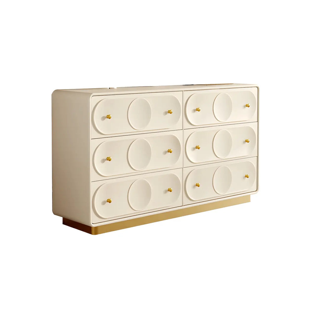 Commode élégante en bois blanc avec tiroirs pour le rangement de la chambre