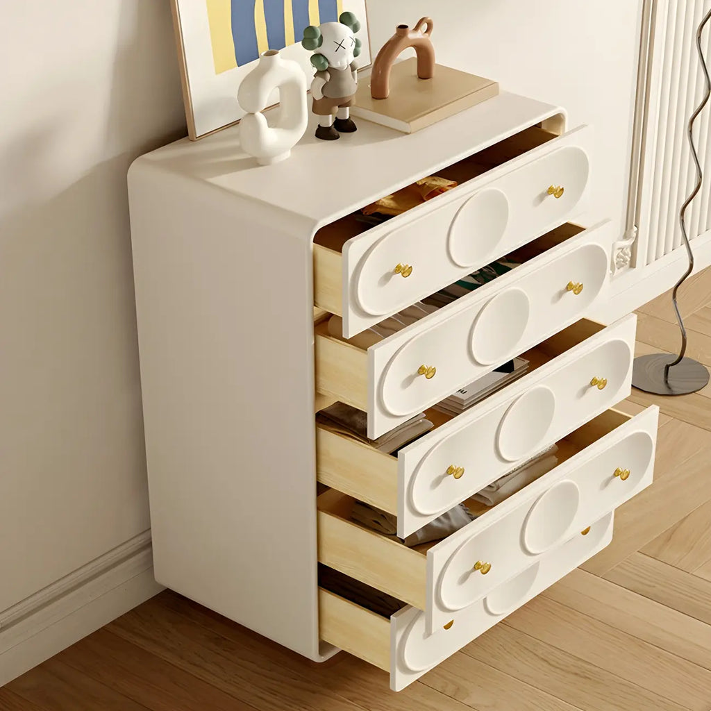 Commode élégante en bois blanc avec tiroirs pour le rangement de la chambre