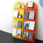 Étagère murale moderne cintrée verticale pour disques vinyles et livres
